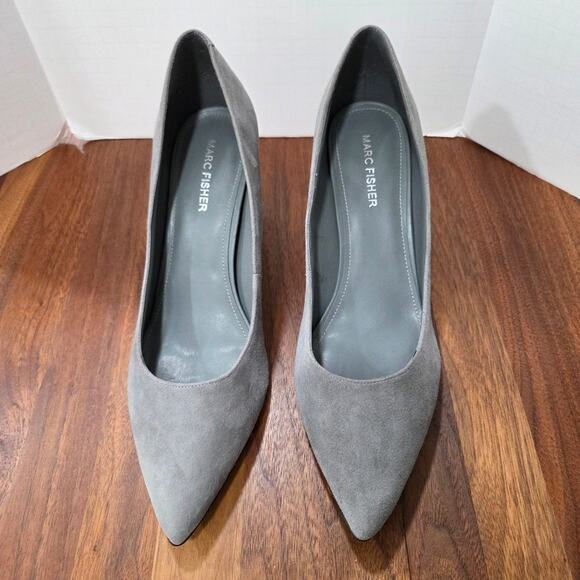 Marc Fisher Clint Gray Suede Block Heels Pointed Toe Suede Size 11 - Picture 5 of 10